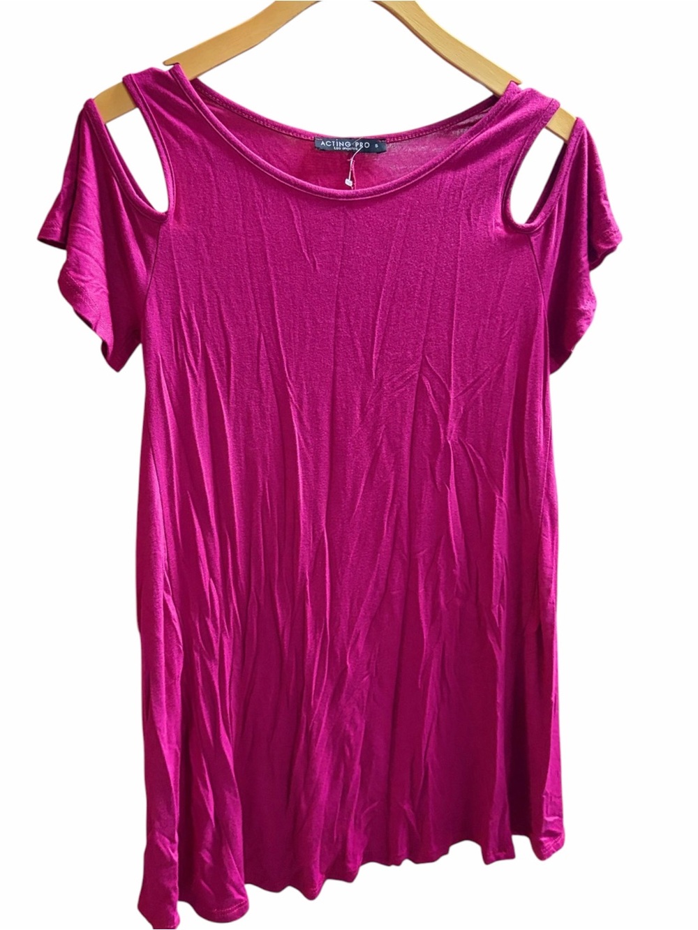 Acting Pro Hot Pink Cold-Shoulder Tunic Top